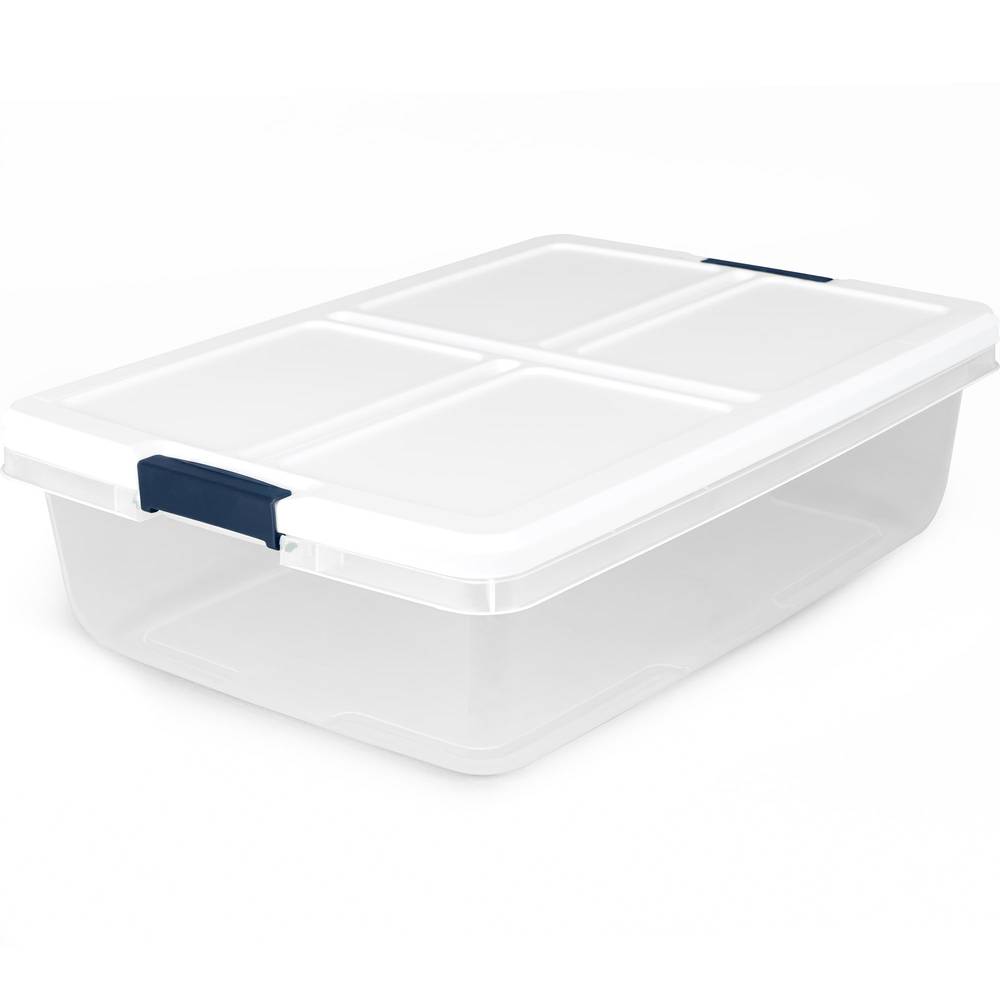 Project Source Medium 8.5-Gallons (34-Quart) Clear, White Tote with Latching Lid | 7253LWS-010-000-0759