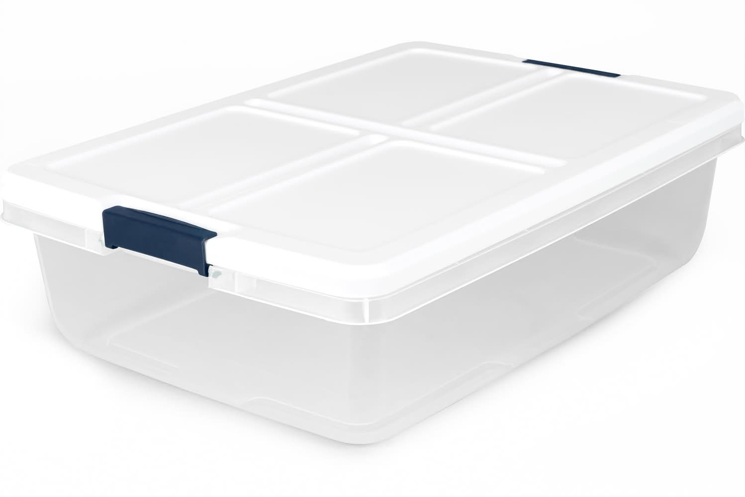 Project Source Medium 8.5 -Gallons ( 34 -Quarts ) Clear/White Stackable Tote with Latching Lid