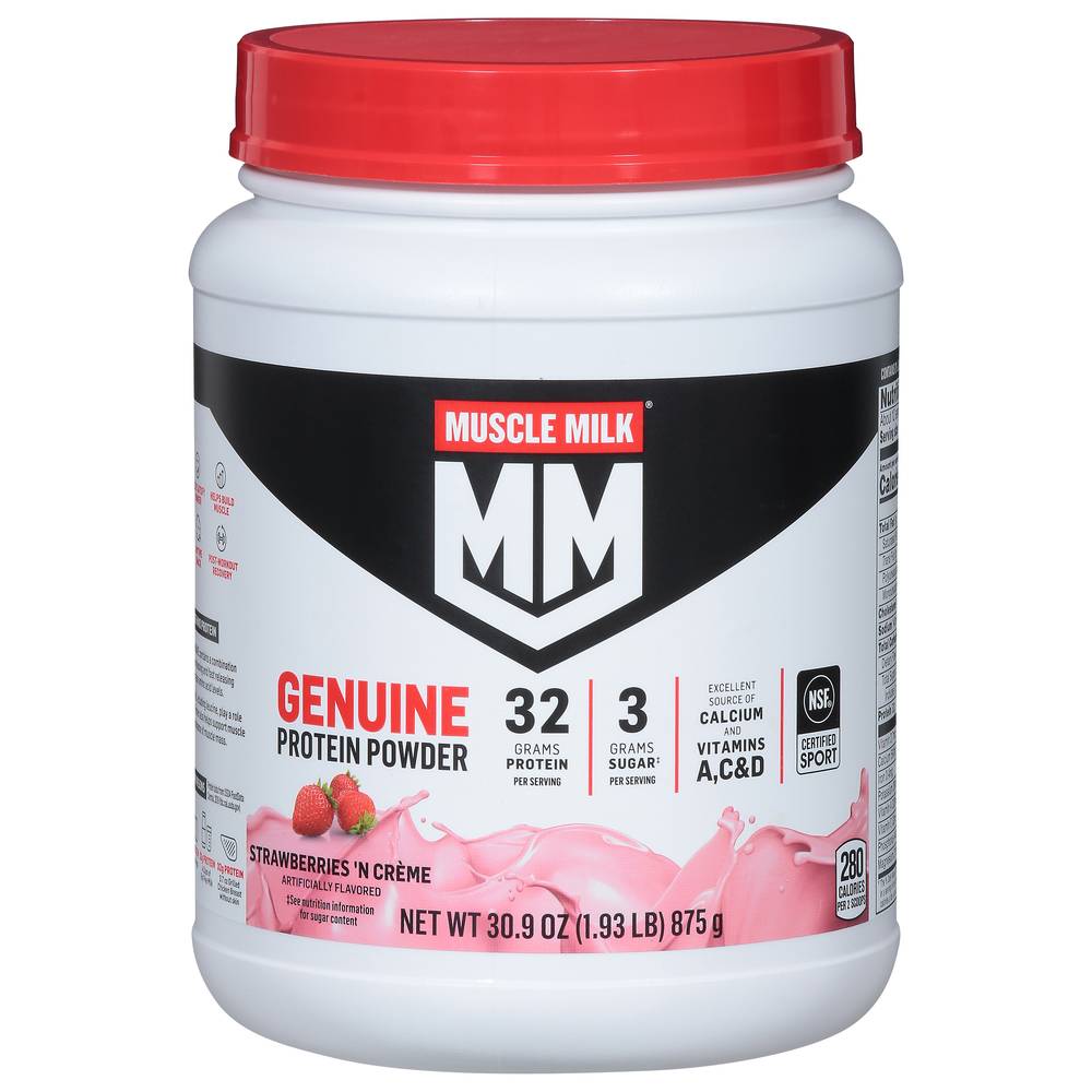 Muscle Milk Genuine Protein Powder, Strawberries 'N Creme (30.9 oz)