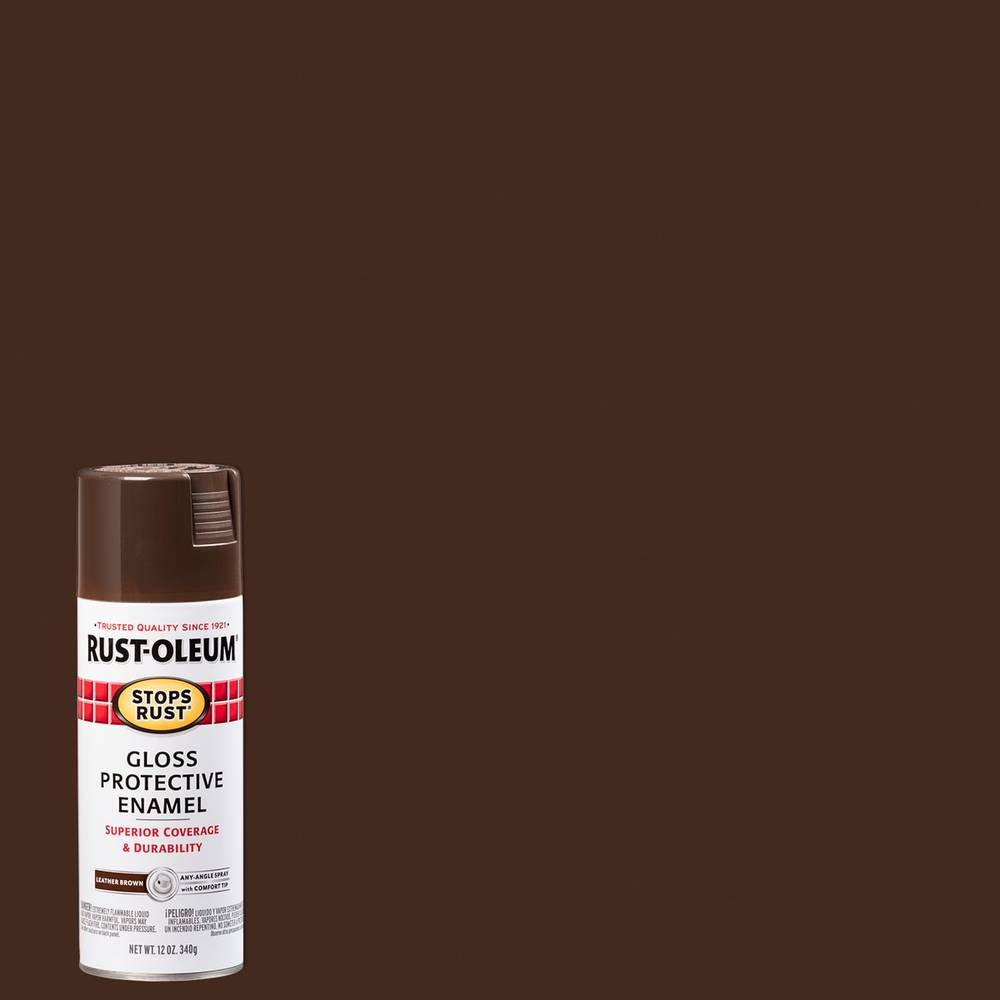 Rust-Oleum Stops Rust Gloss Leather Brown Spray Paint (NET WT. 12-oz) | 7775830