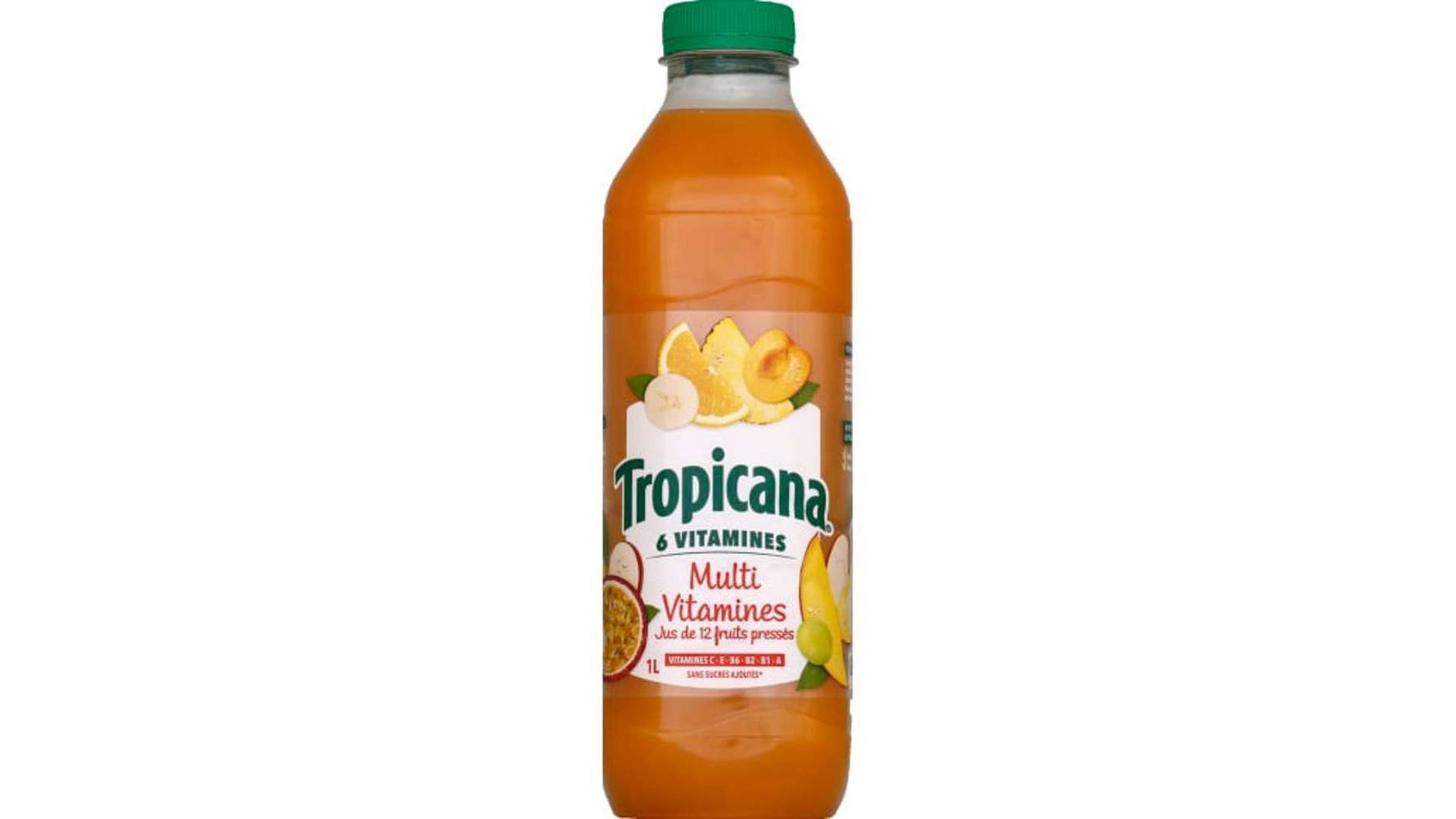 Tropicana Multivitamines, Jus de 12 fruits sans sucres ajoutés La bouteille de 1L