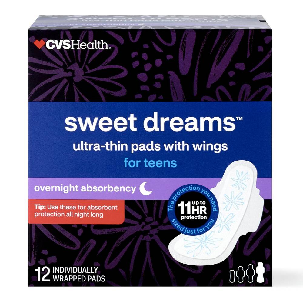 CVS Health Sweet Dreams Ultra-Thin Pads For Teens With Wings (12 ct)