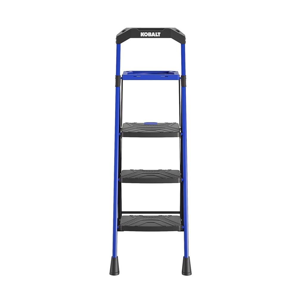 Kobalt 3-Step 300-lb Capacity Black Steel Foldable Step Stool | 11559BLU2