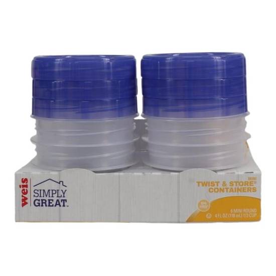 Weis Simply Great Plastic Storage Container Mini Twist & Store .50 Cup 6CT