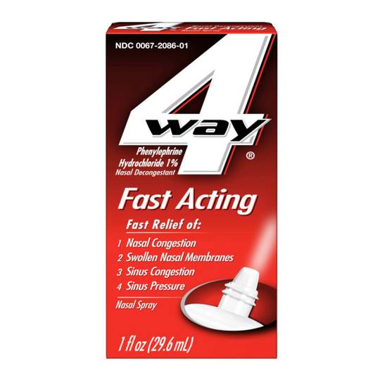 4-Way Fast Acting Sinus and Nasal Congestion Relief for Adults and Children 12+ Nasal Spray Bottle (1 oz)