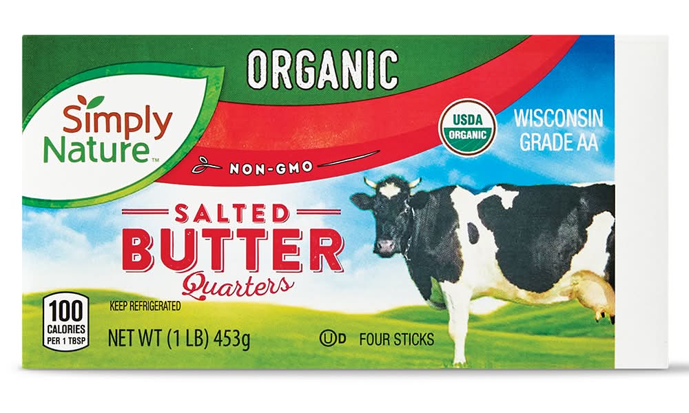 Simply Nature Organic Butter Quarters, Salted (16 oz)