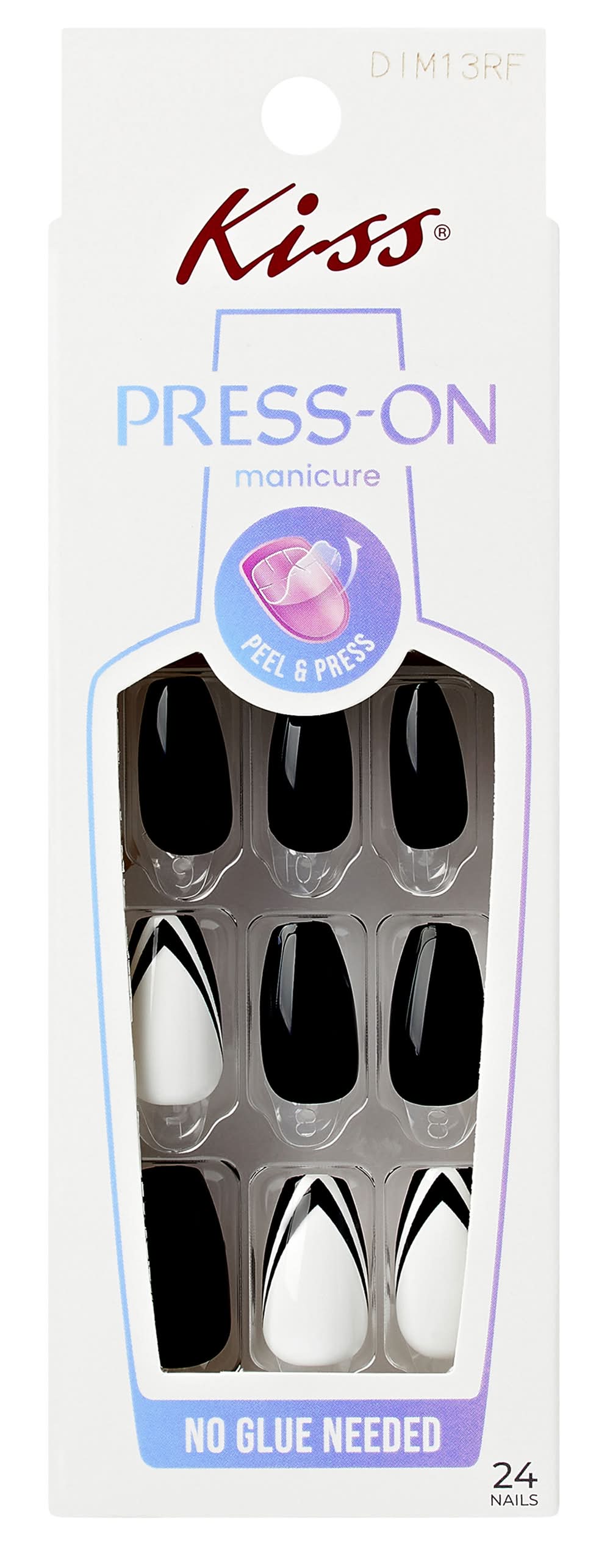 Kiss® Press-On Manicure 24-Pack Black/White Geometric