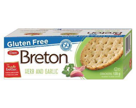 Dare Breton Gluten Free Herb & Garlic Crackers (gluten free crackers, 135g)