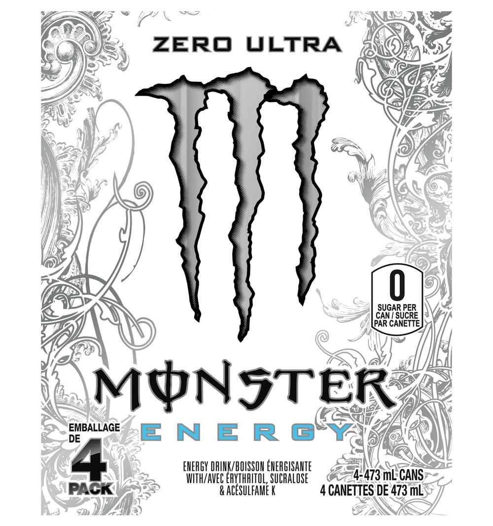 Monster Energy Zero Ultra Energy Drink (4 x 473 ml)