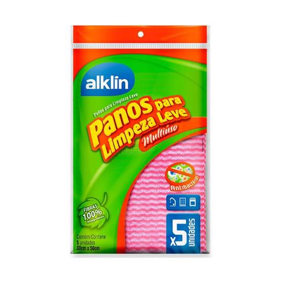 Alklin pano multiuso rosa para limpeza leve (5 un)