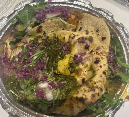 Saag paneer roti taco