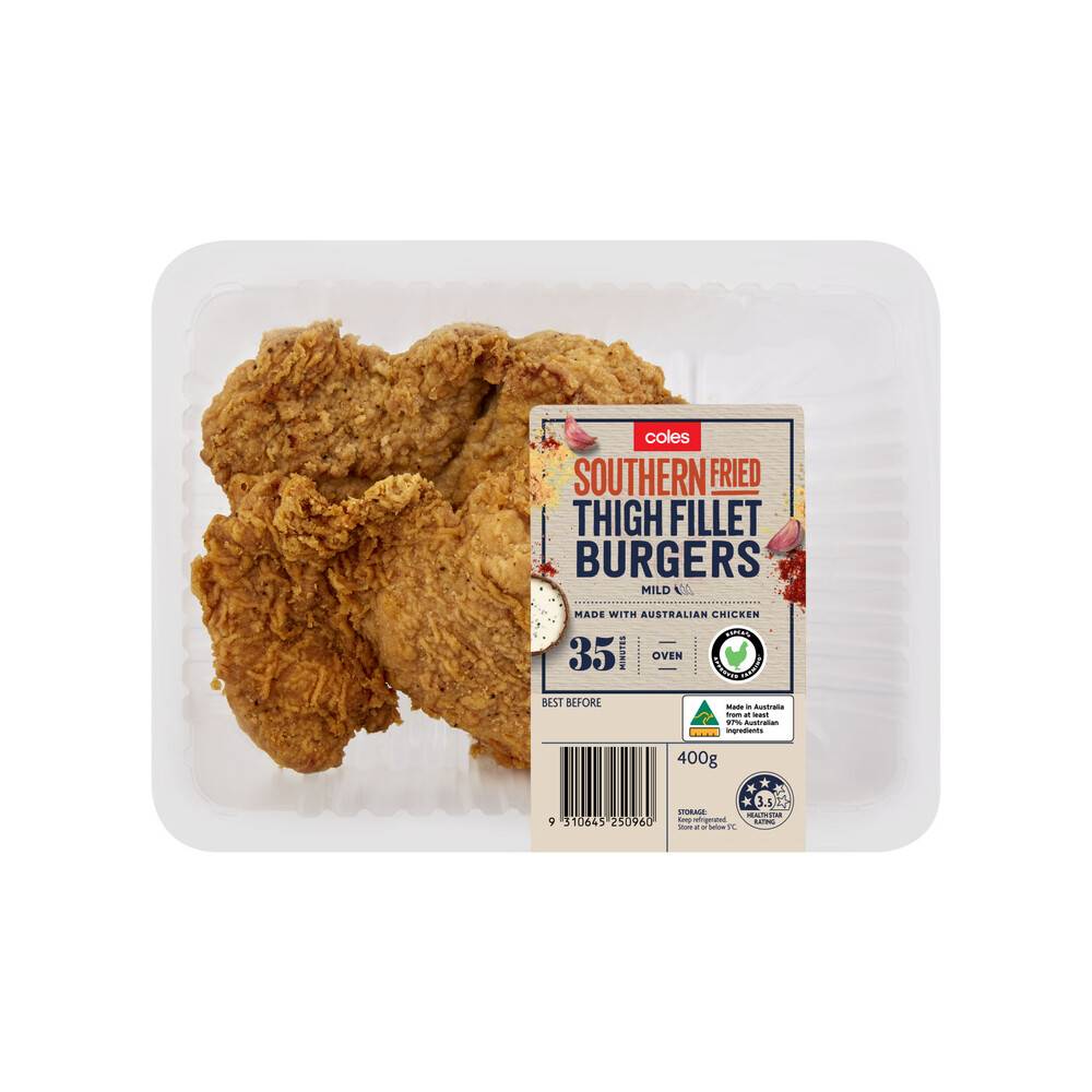 Coles Rspca Approved Chicken Southern Fried Thigh Burger