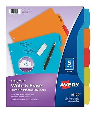 Avery Big Tab Write & Erase Durable Plastic Dividers Brights (5 ct)