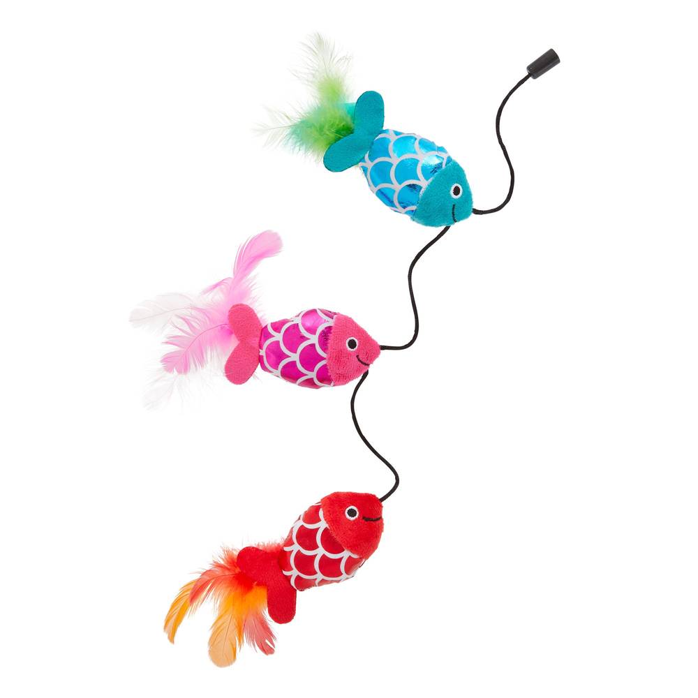 Whisker City® Triple Fish Teaser Attachment Cat Toy (Teaser Wand Sold Separately) (Color: Multi Color)