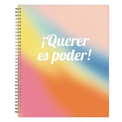 BlueSky 2025 Weekly/Monthly Planner 11.18"x9.37" Solid Black Spanish: Adult Wire-Bound Calendar, Tabs, 8.5x11 Paper