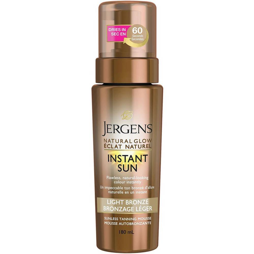 Jergens éclat naturel, instant sun mousse autobronzante (180 ml, bronzage léger) - natural glow instant sun sunless tanning mousse light bronze (180 ml)