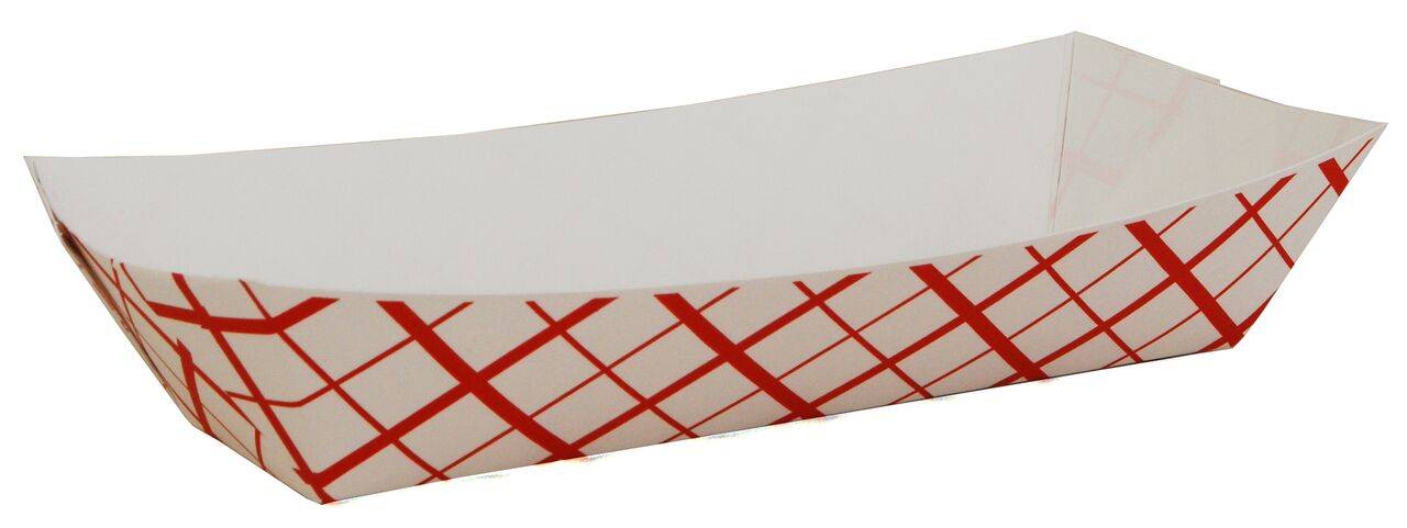 Southern Champion - 07091 Red Check Hot Dog Tray, 7"L x 2.75"W x 1.5"H - 100 ct (250 Units)