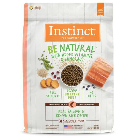 Instinct Be Natural Real Salmon & Brown Rice Recipe Natural Dry Dog Food By Nature's Variety (24 lbs)