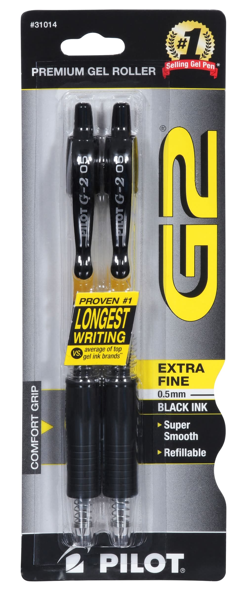 Pilot G2 Extra Fine 0.5 mm Gel Roller Pens Black (1 oz)