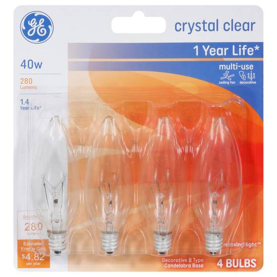 Ge 40 Watt Crystal Clear Light Bulb