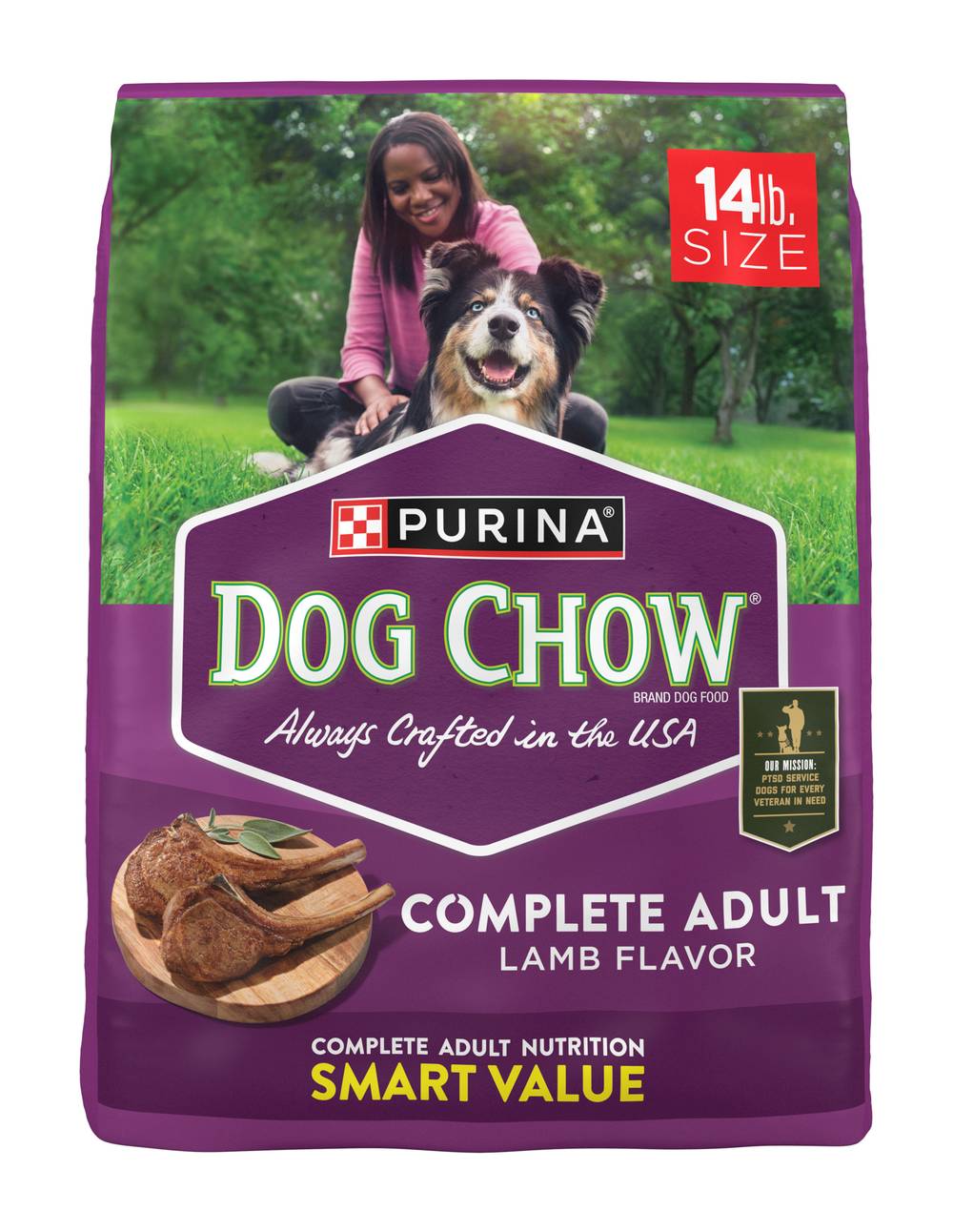Purina Dog Chow Complete Adult Dry Dog Food Kibble, Lamb (14 lbs)