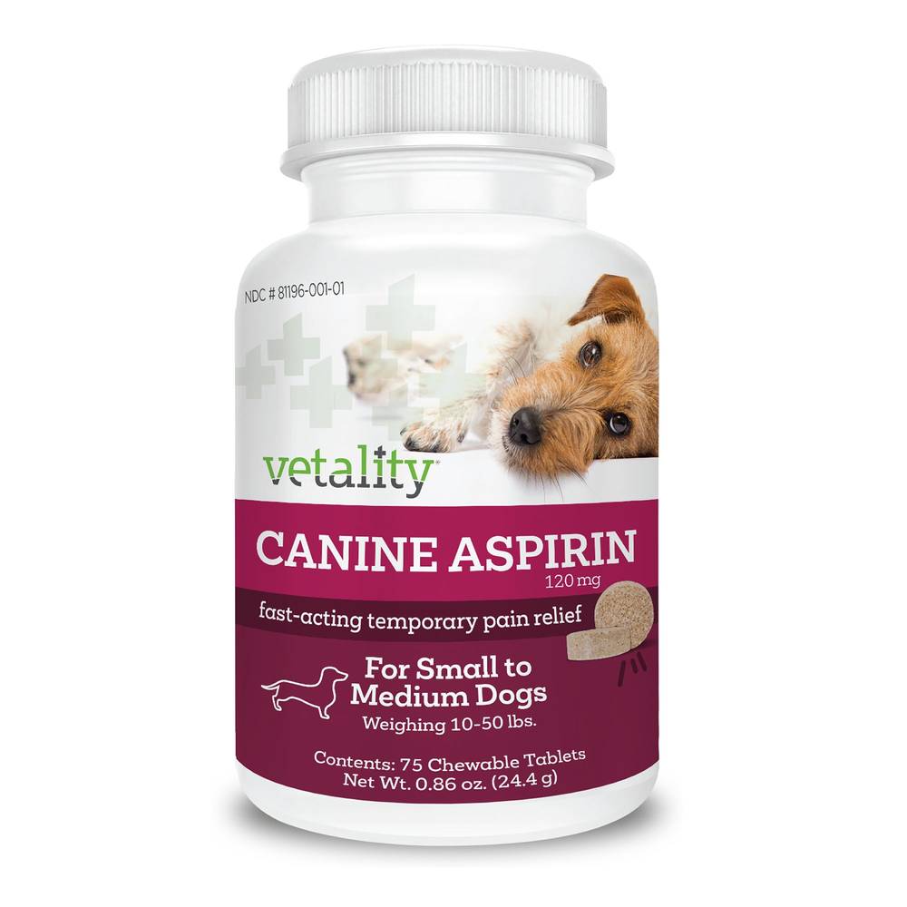 Vetality Canine Aspirin Pain Relief Chewable Tablets For Small To Medium Dogs