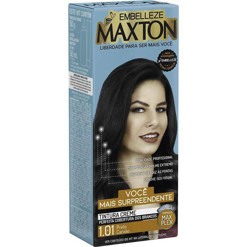 Kit de coloração creme 1.01 preto carvão maxton (1 unidade)