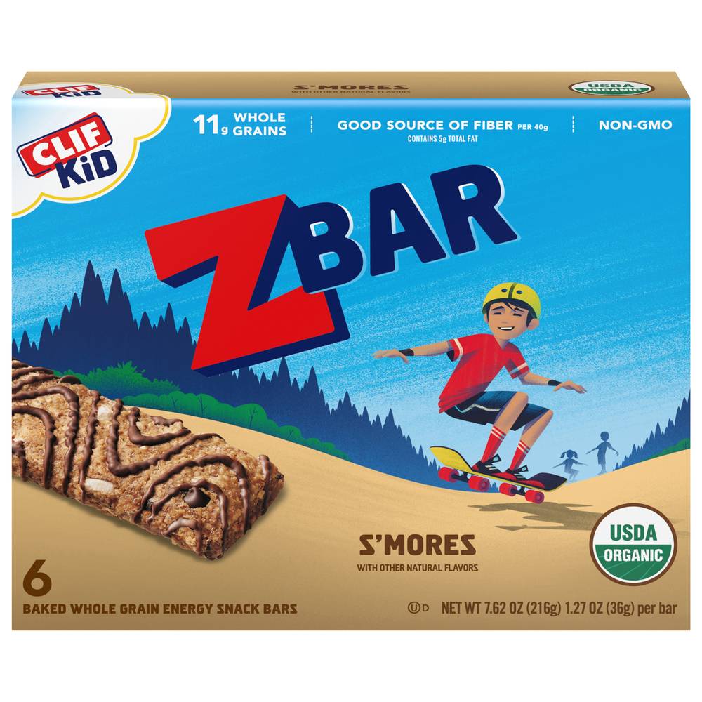 Clif Kid Zbar S'mores Whole Grain Energy Snack Bars (6 ct)