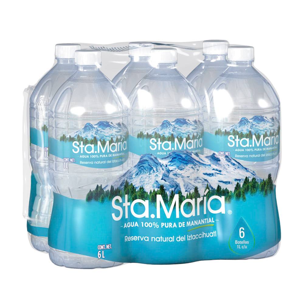 Sta. maría agua de manantial (6 pack, 1 l)