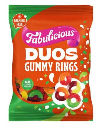 RJ's Fabulicious Duos Gummy Rings 180g