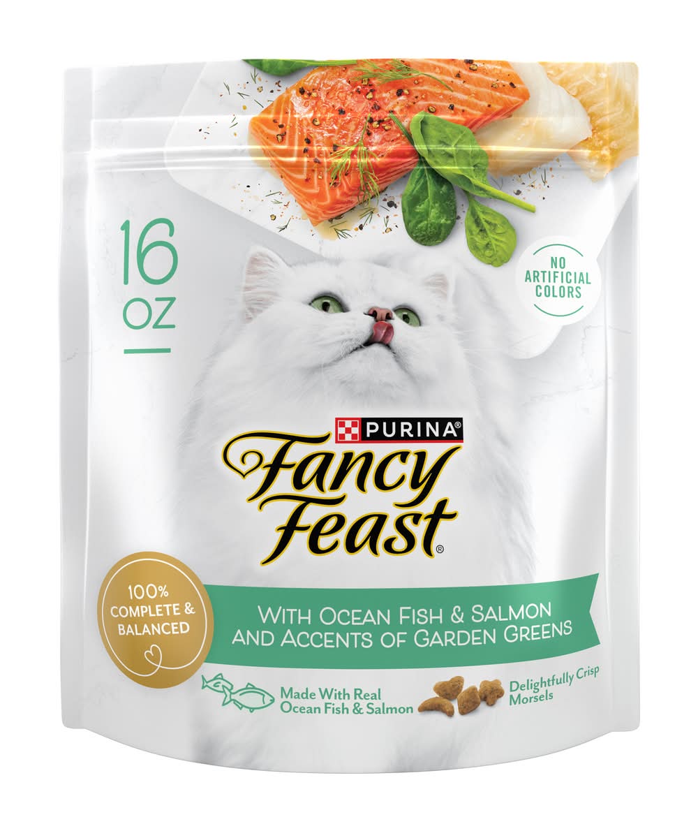 Purina Fancy Feast Ocean Fish & Salmon and Accents Of Garden Greens Gourmet Cat Food (16 oz)
