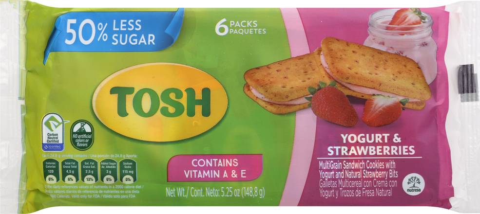 Tosh Yogurt and Strawberries Multi Grain Sandwich Cookies (6 ct)