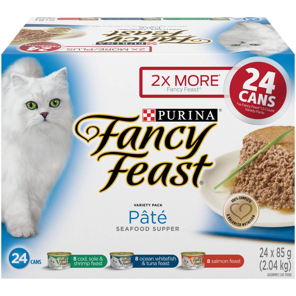 Fancy Feast Pâte Seafood Supper Variety Wet Cat Food (2.4 kg, 24 ct)