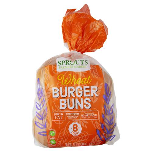 Sprouts Wheat Burger Buns 8 Pack