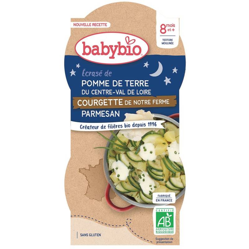 Babybio - Plat cuisiné bébé pomme de terre cougette et parmesan 8 mois et+ (400g)