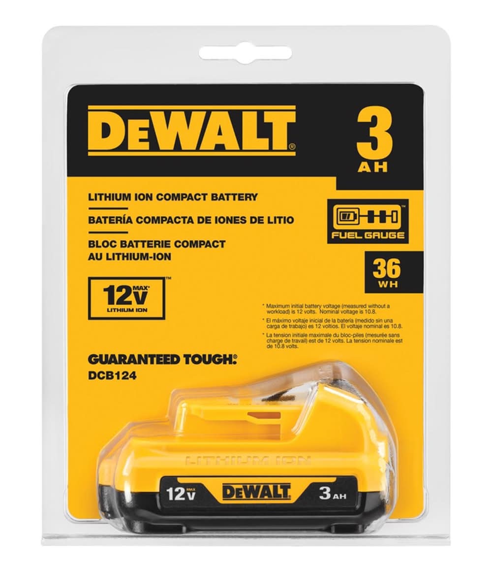 Dewalt 12V Max Dcb124 3 Ah Lithium-Ion Compact Battery 1 Pc