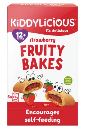 Kiddylicious Strawberry, Fruity Bakes Baby Snacks 12 Months+ (6 pack)