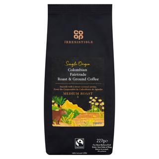 Co-op Irresistible Fairtrade Single Origin Colombian Roast & Ground Coffee 227g
