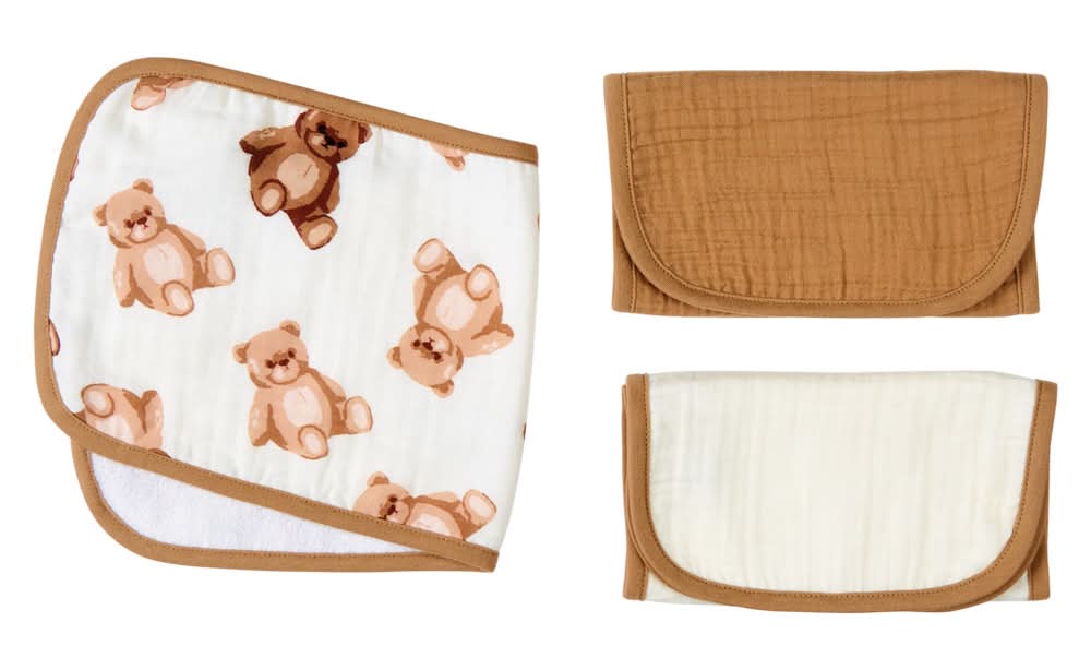 Little Journey 3pk Muslin Burp Cloth - Bears