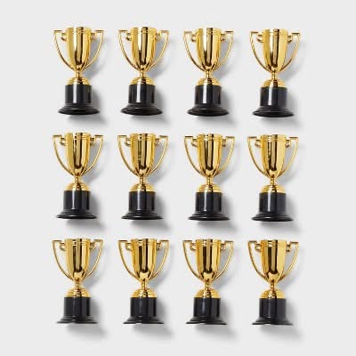 Spritz Mini Trophy Party Favors, Gold/Black (12 ct)