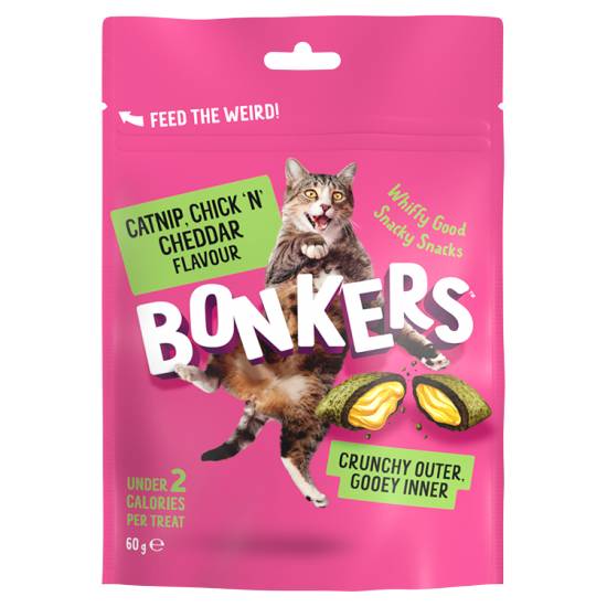 Bonkers Chick 'N' Cheddar, Catnip Cat Treats (60g)