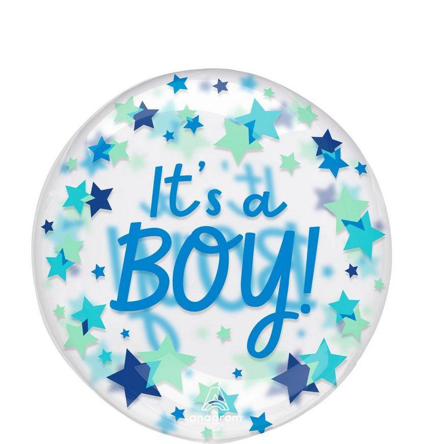 Anagram Clearz Uninflated It's a Boy Stars Plastic Balloon (18"/ pastel blue)