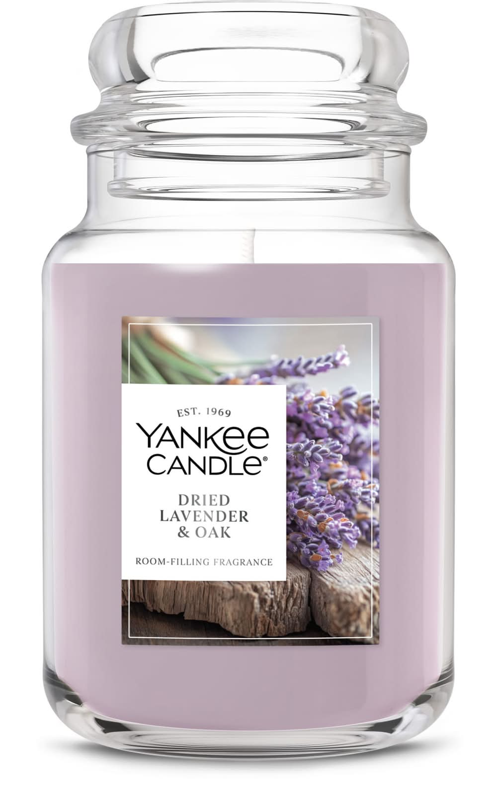 Yankee Candle Scented Jar Candle, Dried Lavender & Oak, L, Clear-Purple (22 oz)