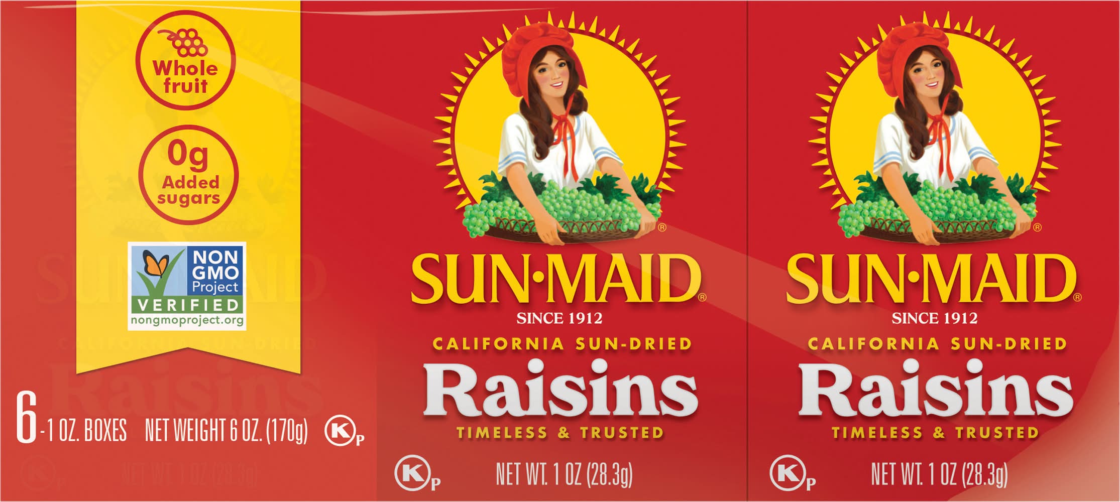 Sun-Maid California Sun Dried Raisins (6 x 1 oz)