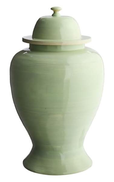 Green Bamboo Ginger Jar, 15"