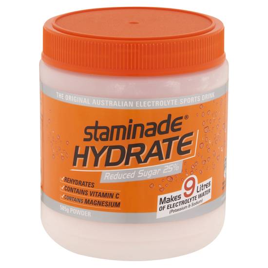 Staminade Hydrate 25% Less Sugar Orange Powder 585g