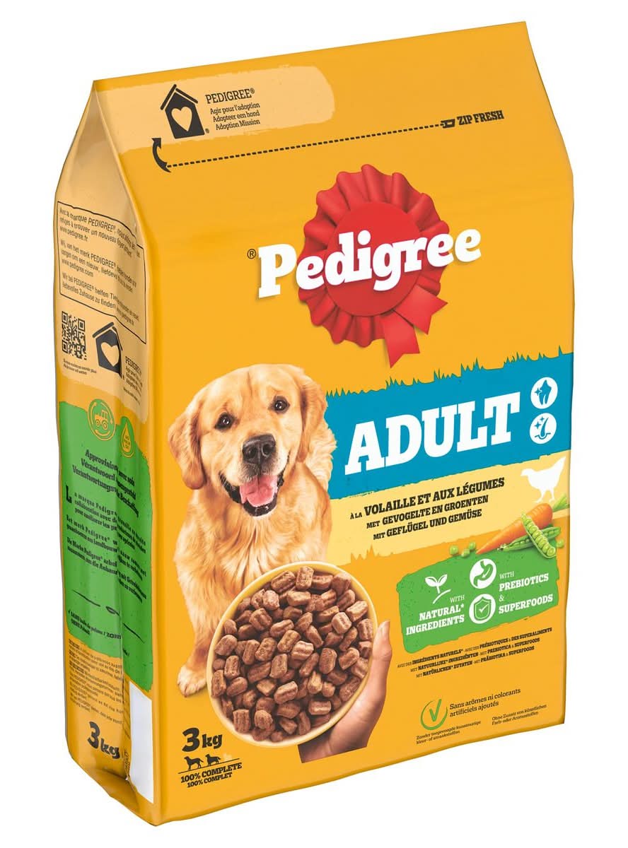 Pedigree Adult à la Volaille et aux Légumes 3 kg Croquettes Chien