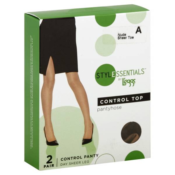 L'eggs Style Essentials Control Top Pantyhose, Size A, Black (2 ct)