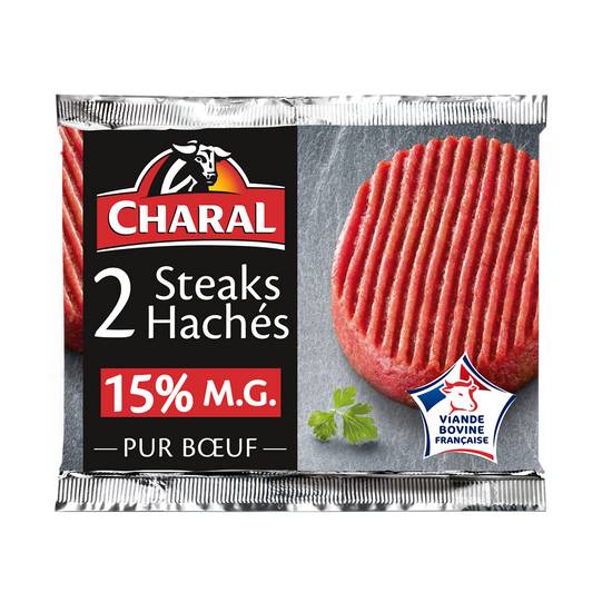 Steaks hachés 15% mg x2 Charal 2x130 gr