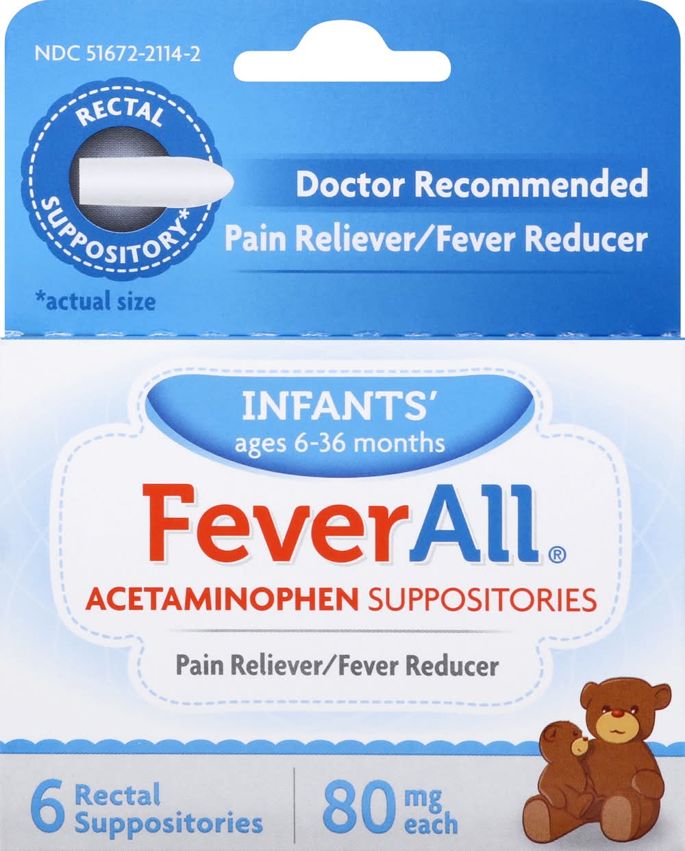 FeverAll Infants Acetaminophen Rectal Suppositories 80 mg (6 ct)